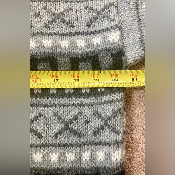 Unisex Alpaca Wool Sweater M/L Hand Knit Peru Alpakina Pullover Gray Black Cozy - Picture 10 of 14